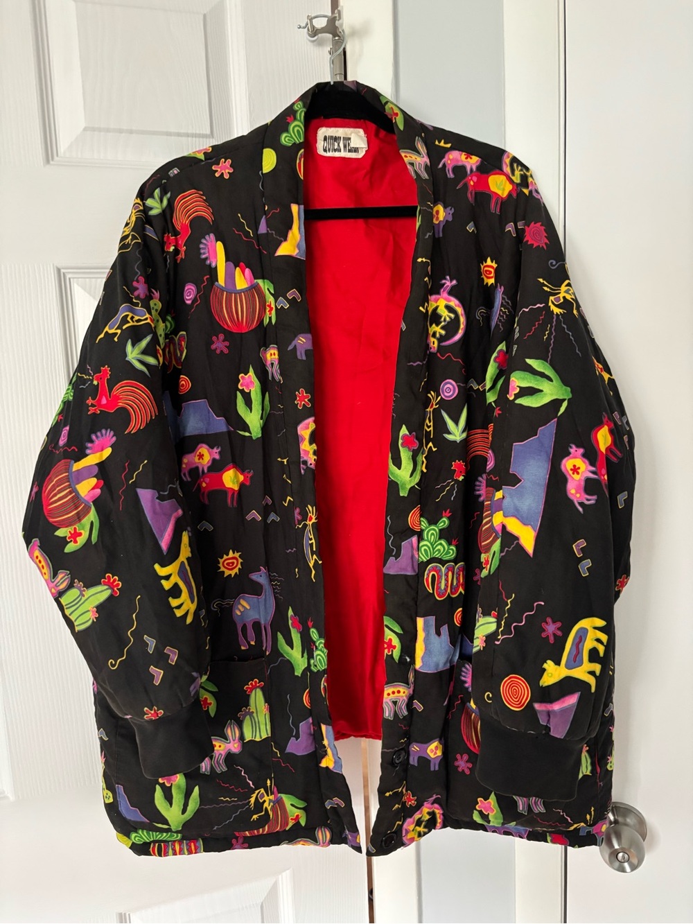 Quick Wear Vintage Black Patterned Kimono Jacket